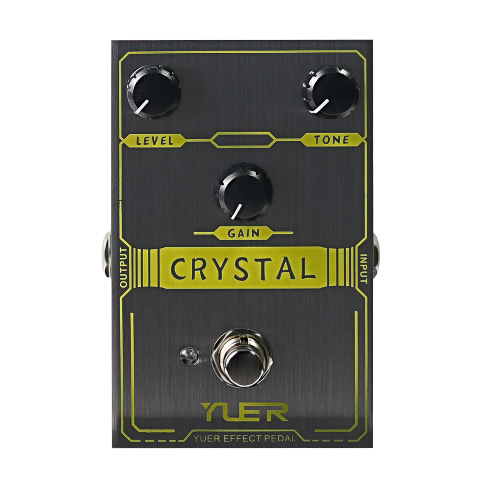 Gitarreneffektpedal, Verzerrerpedal, Metallgehäuse, schwarz-gelb, Gain-Regler